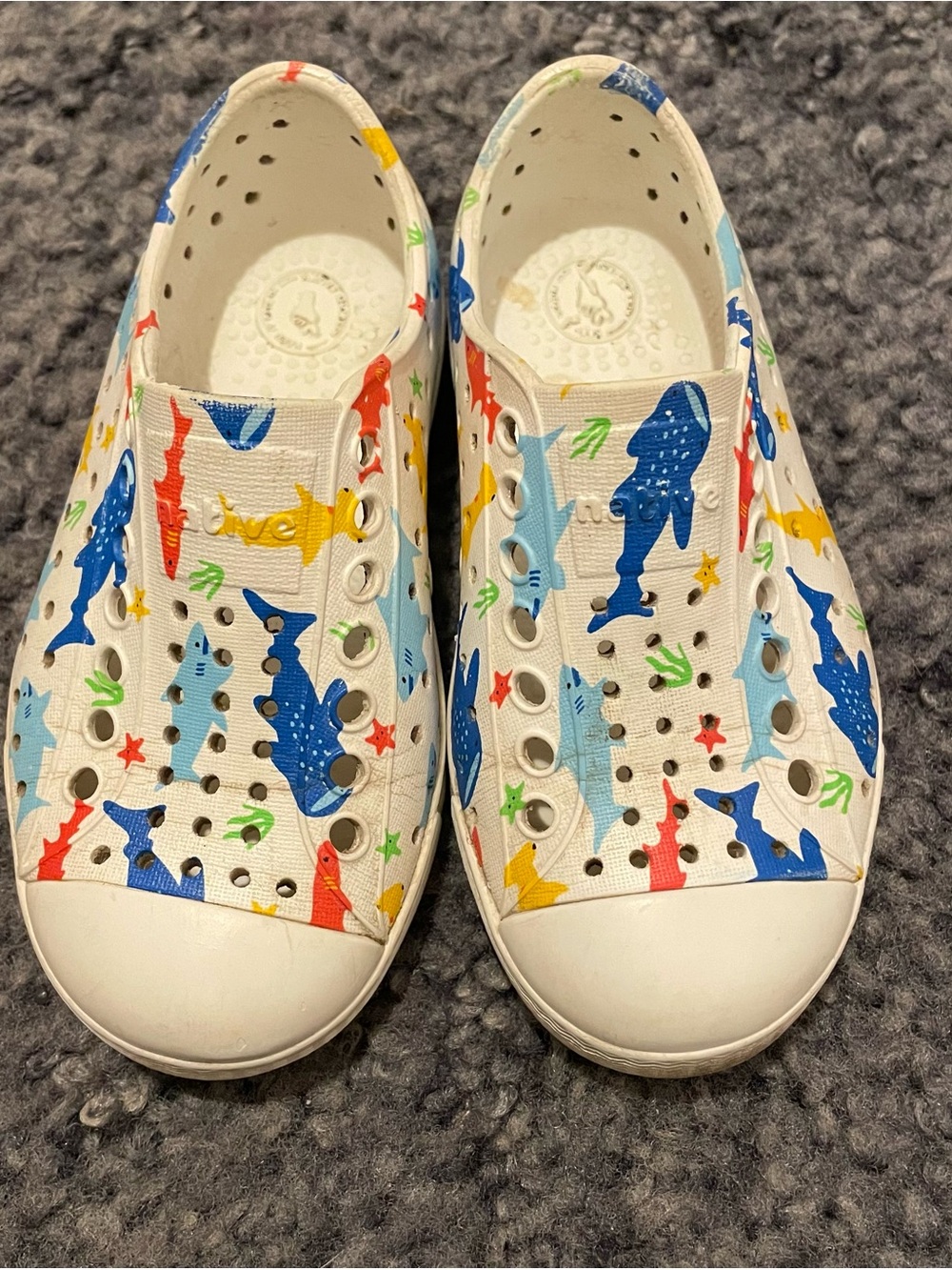 Native Kids Shoes C8 White With Sharks